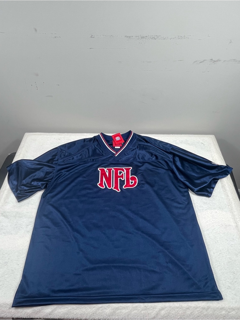 NFL Navy Adults Football Tee with Red Logo